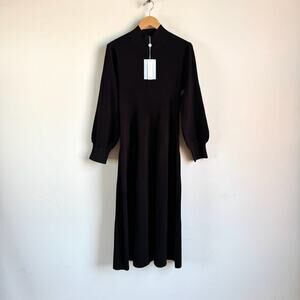 NWT HILL HOUSE Persephone Dress in Black Maxi Dress with Balloon Sleeves